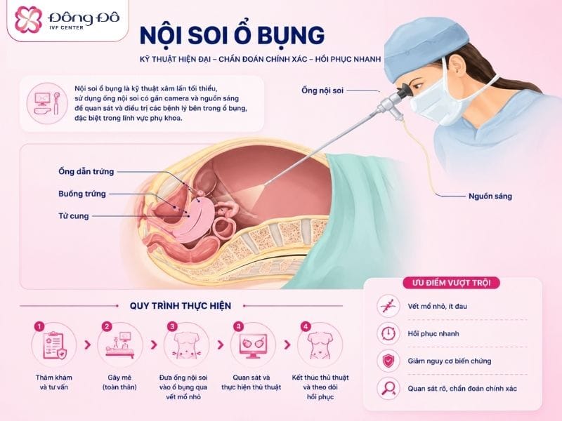 Nội soi ổ bụng là tiêu chuẩn vàng chẩn đoán Lạc nội mạc tử cung