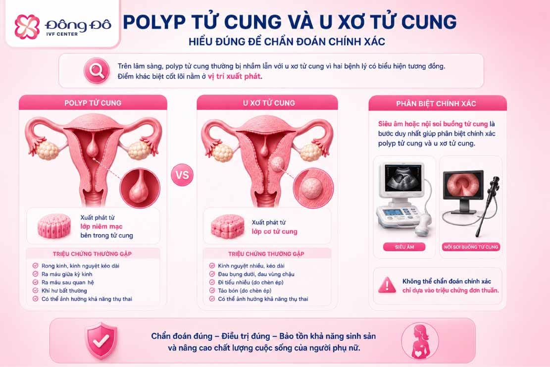Phân biệt polyp tử cung và u xơ tử cung