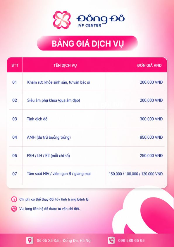 Bảng giá tham khảo