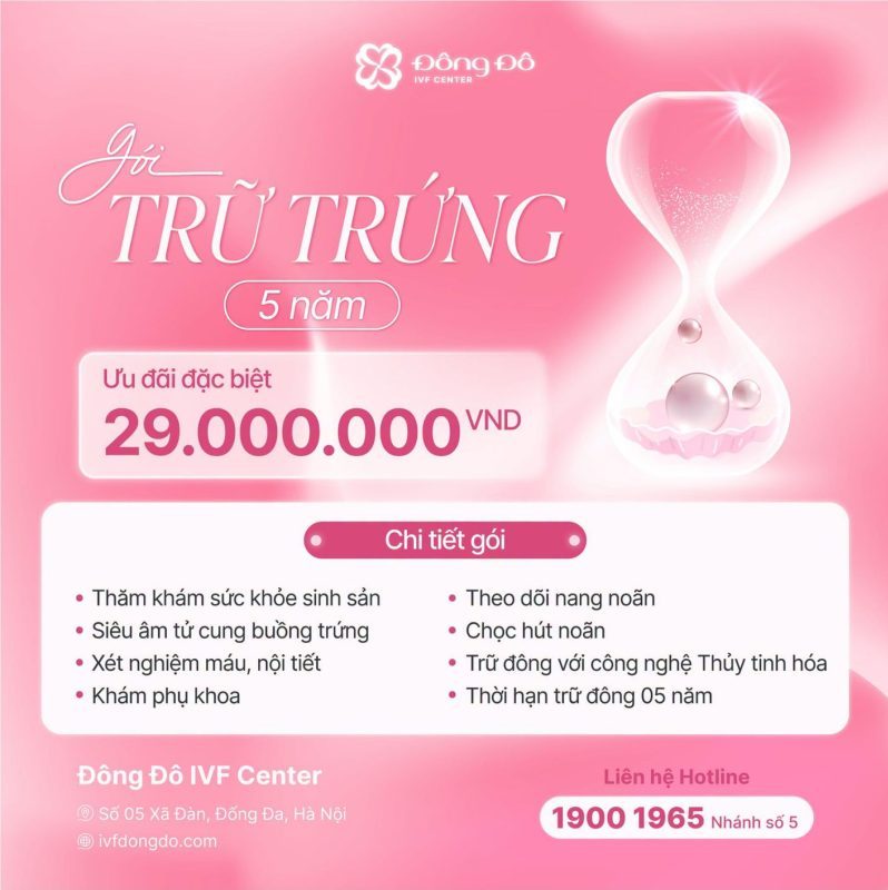 Gói Chi Phí Trữ đông trứng 29 Triệu VND trong chương trình Đồng hành trữ trứng cùng Trang Pháp