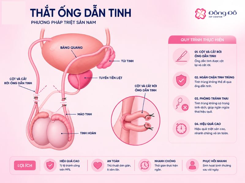 Thắt ống dẫn tinh là can thiệp chủ động phổ biến dẫn đến tắc ống dẫn tinh