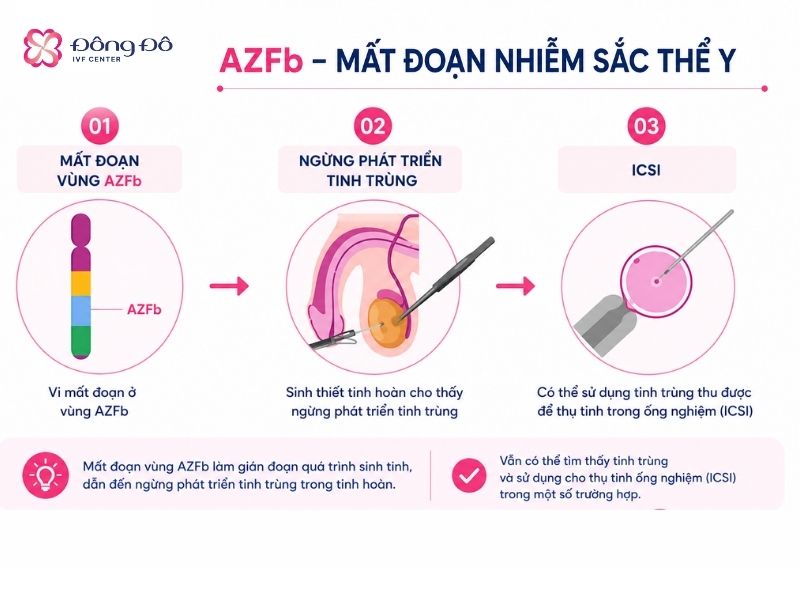 Mất đoạn AZFb cản trở quá trình sinh tinh, gây ra dị dạng hình thái tinh trùng